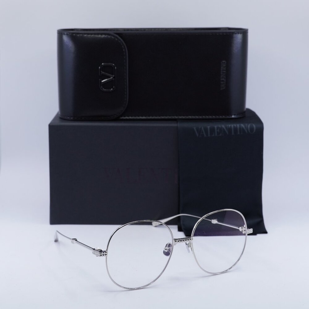Valentino V-STUD-III VLX-136B Round Eyeglasses 56mm - Silver
